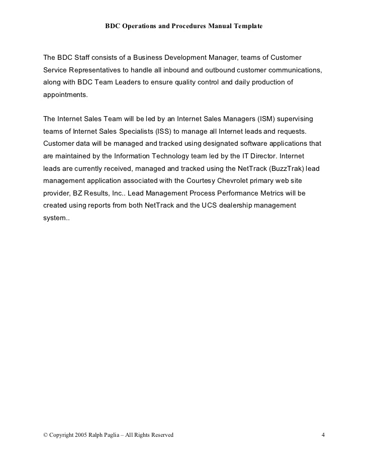 96 bdc operations manual template