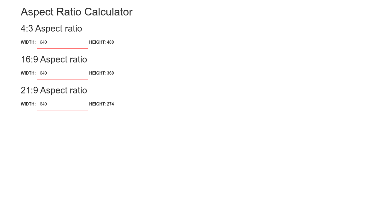 aspect ratio calculator 16