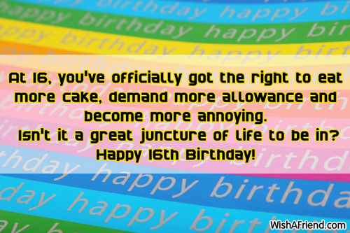 16th birthday wishes