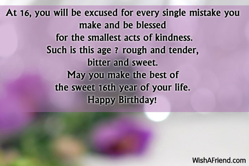 16th birthday wishes