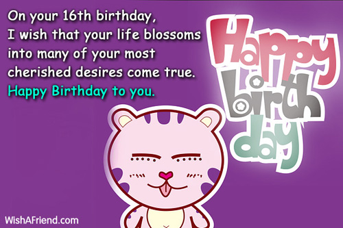 16th birthday wishes