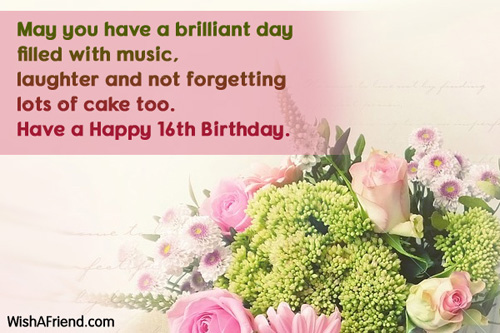 16th birthday wishes