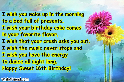 16th birthday wishes