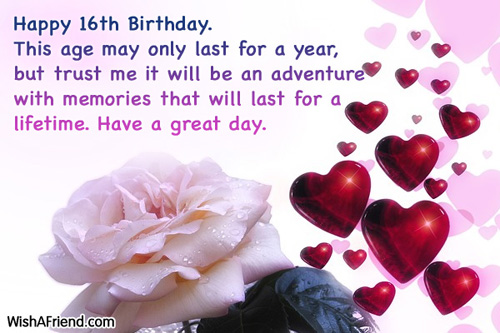 16th birthday wishes