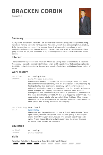 resume for internship in accounting