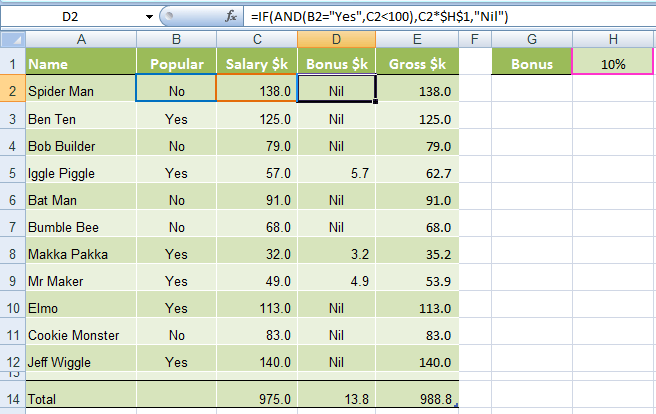 excel if and or