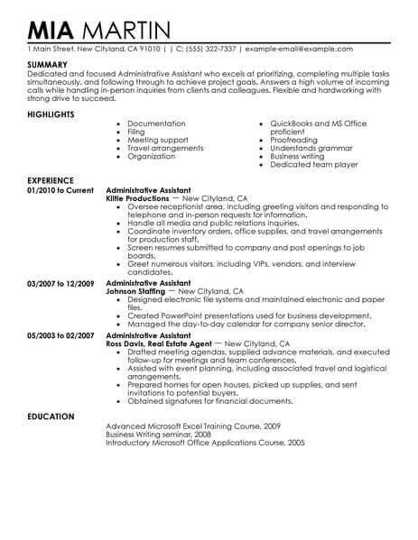 best administrative assistant resume example livecareer