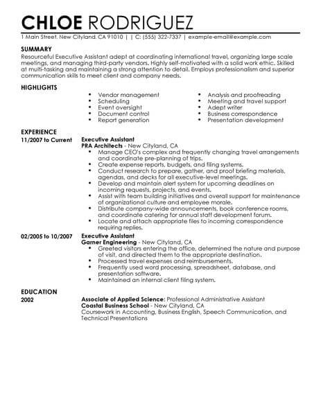 best executive assistant resume example livecareer