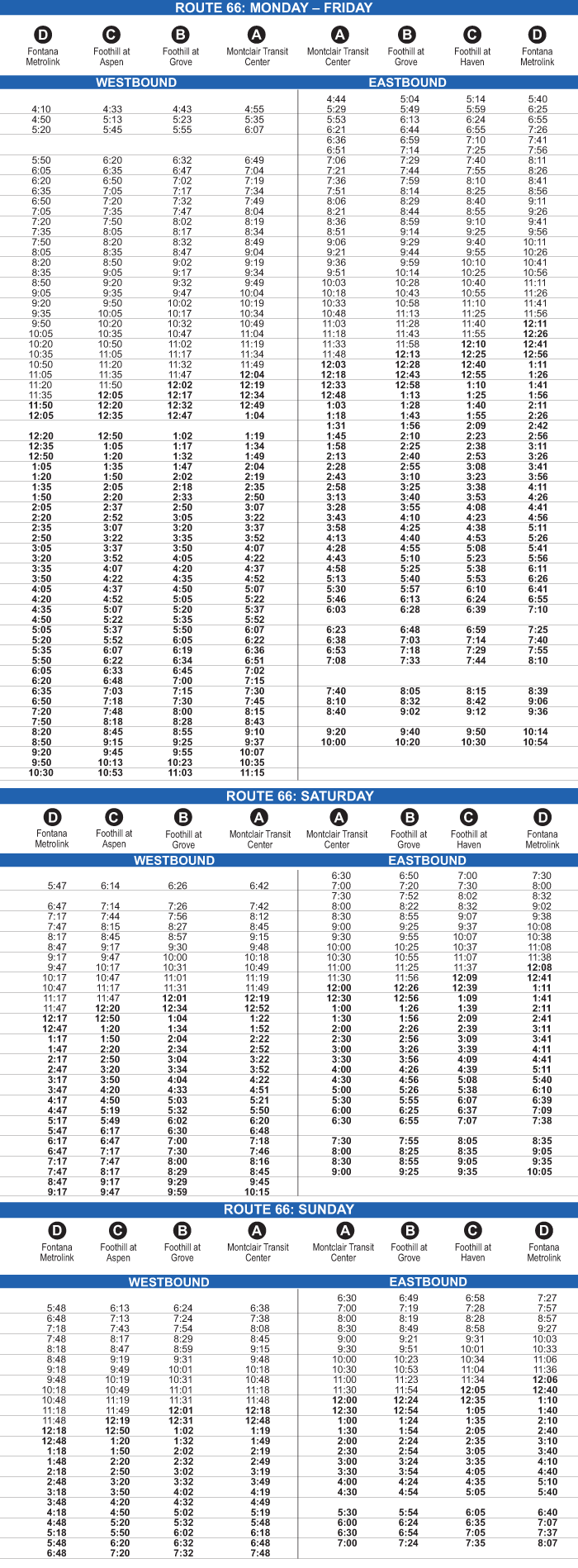 schedules maps route 66
