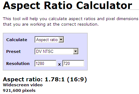 calculate aspect ratio of