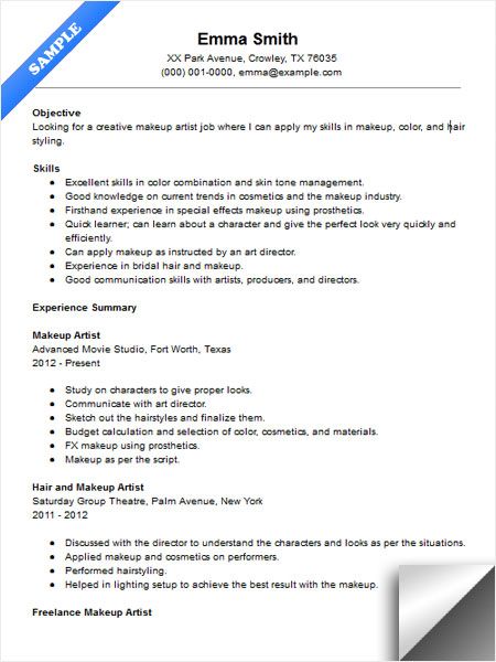 makeup artist resume sample resume examples pinterest artist