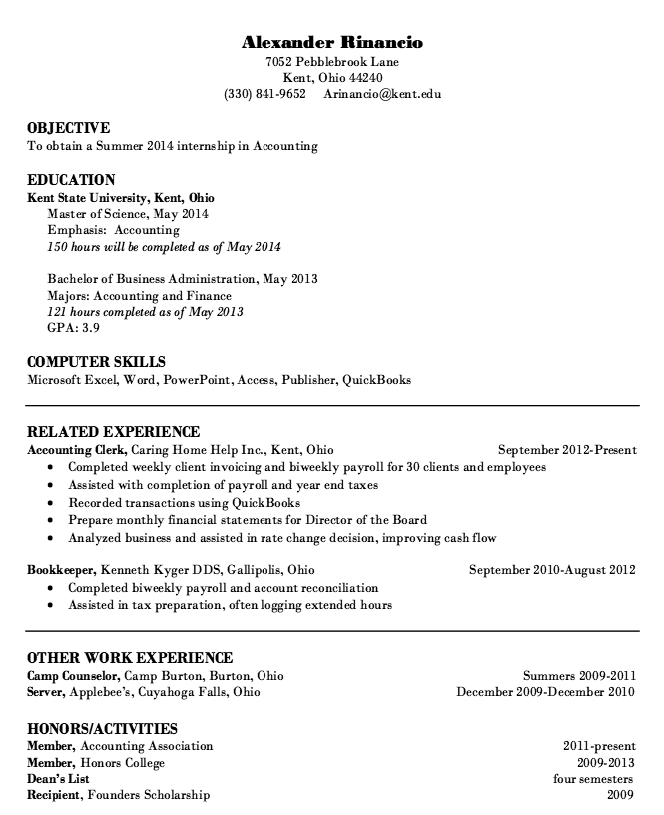 internship accounting resume sample http resumesdesign com