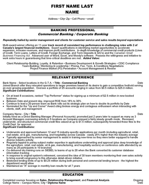 top banking resume templates samples
