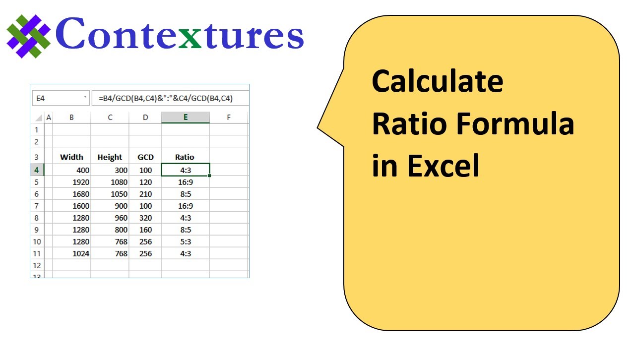 calculate ratio with excel