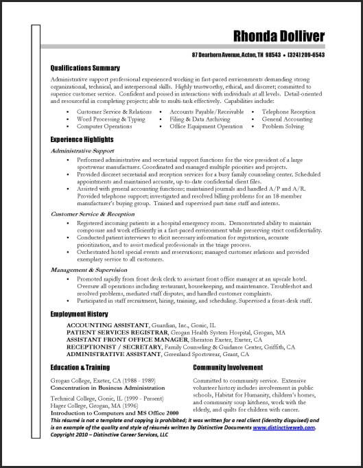 professional administrative assistant resume example