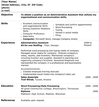 administrative assistant resume the resume template site
