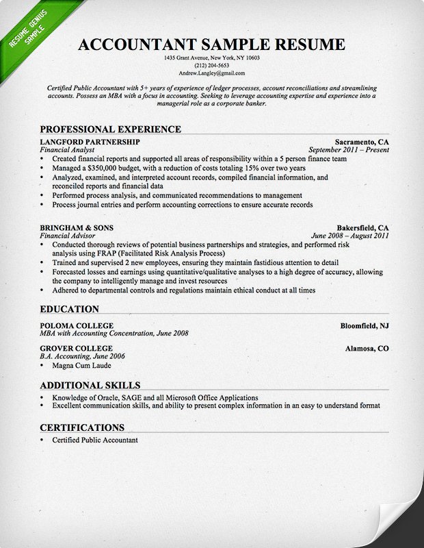 accountant resume sample and tips resume genius