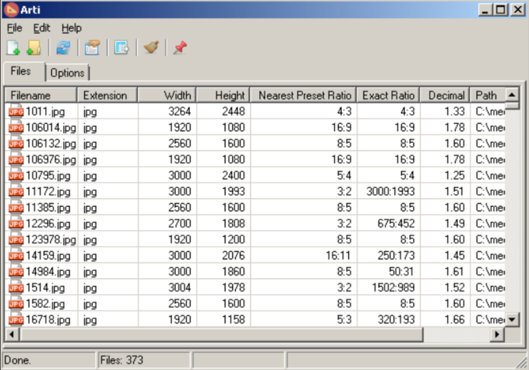 list image aspect ratios