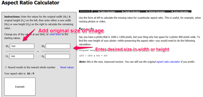 aspect ratio calculator the
