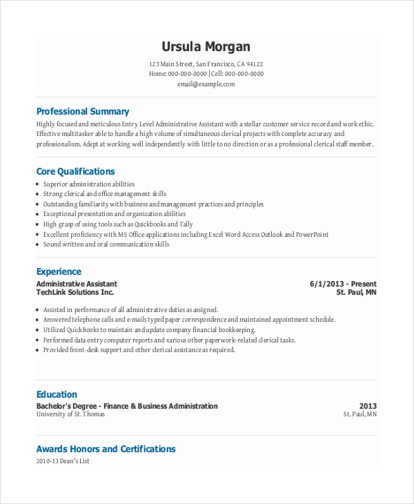 entry level administrative assistant resume 7 free pdf documents