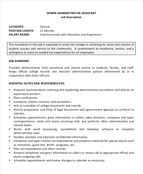 10 senior administrative assistant resume templates free sample