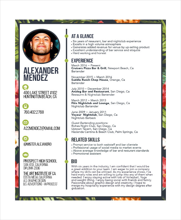 bartender resume 8 free sample example format free premium