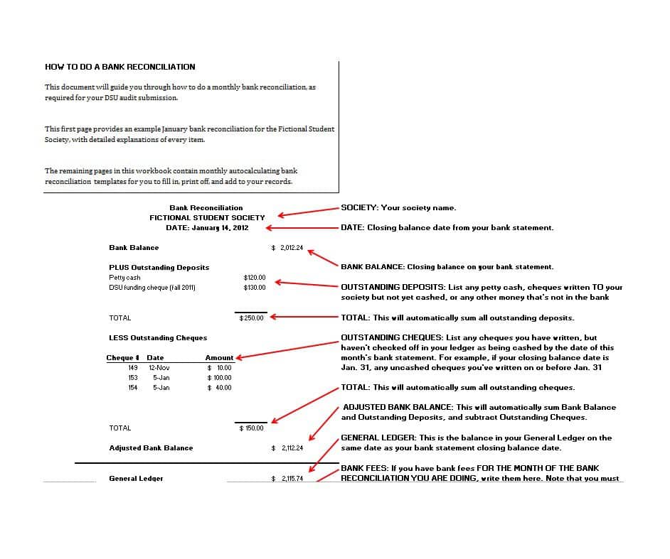 50 bank reconciliation examples templates 100 free