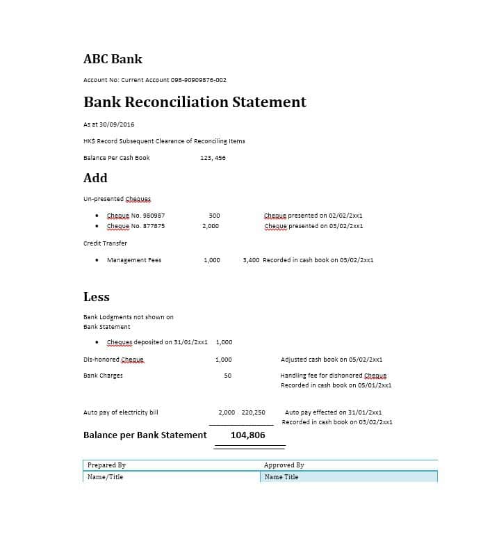50 bank reconciliation examples templates 100 free