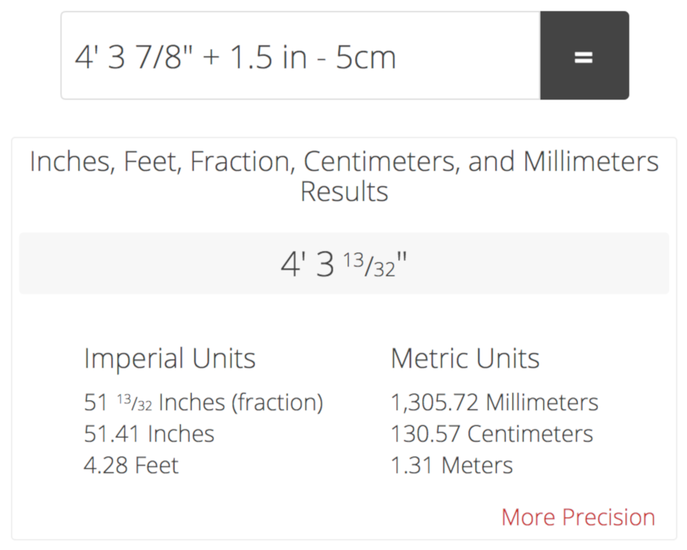 feet and inches calculator