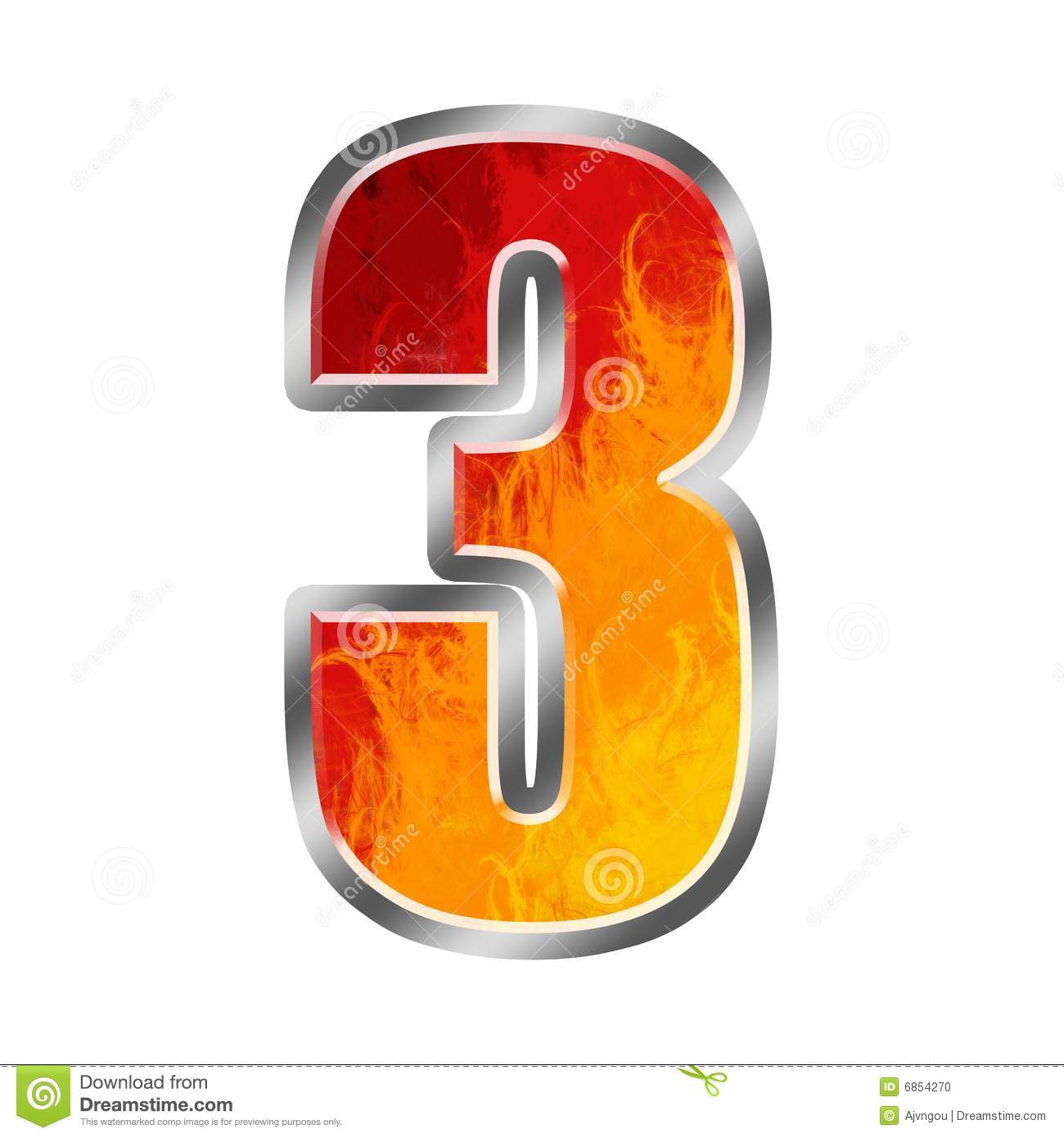 flames alphabet number 3